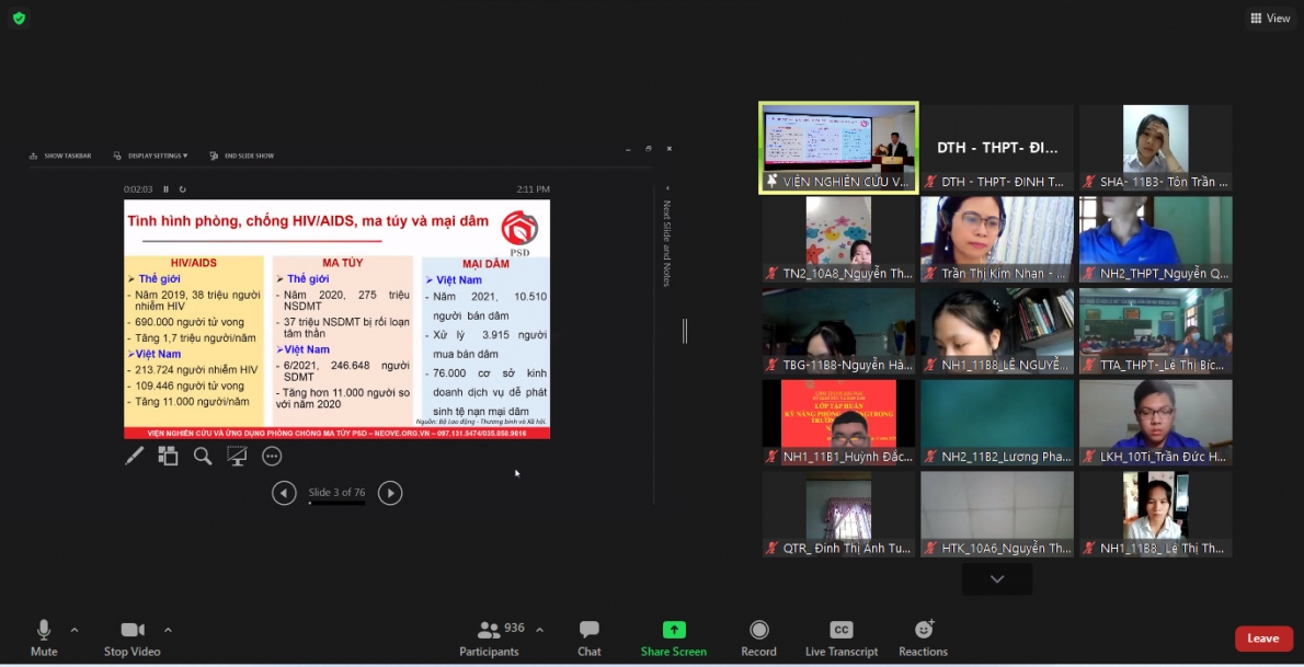 Quảng Ngãi: Thực hiện tốt chương trình tập huấn, tuyên truyền phòng, chống HIV/AIDS, ma túy bằng hình thức trực tuyến