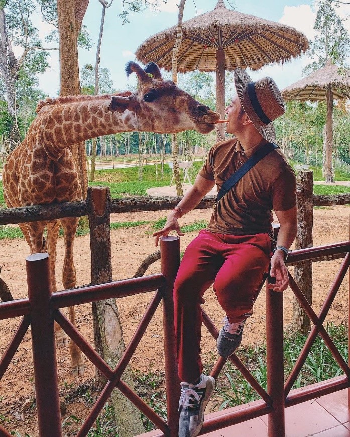 Nụ h&ocirc;n kiểu Ph&aacute;p của Vũ Dino v&agrave; hươu cao cổ