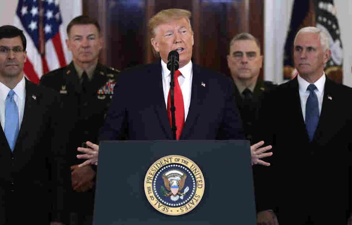 Tổng thống Mỹ Donald Trump phát biểu tại Nhà Trắng, ngày 8/1. (Nguồn: AP)