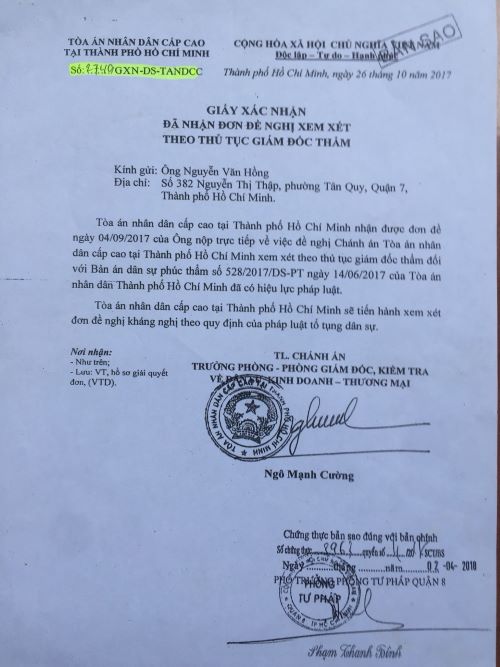 Vụ tranh chấp QSDĐ tại quận 7, TP Hồ Chí Minh: Hơn 2 năm TAND Cấp cao vẫn chưa có hồi âm (!?)