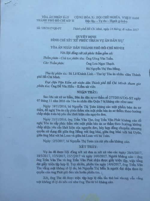 Vụ tranh chấp QSDĐ tại quận 7, TP Hồ Chí Minh: Hơn 2 năm TAND Cấp cao vẫn chưa có hồi âm (!?)