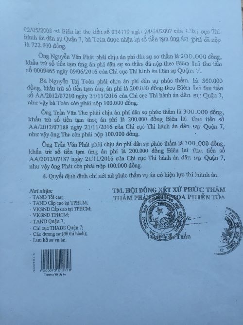 Vụ tranh chấp QSDĐ tại quận 7, TP Hồ Chí Minh: Hơn 2 năm TAND Cấp cao vẫn chưa có hồi âm (!?)