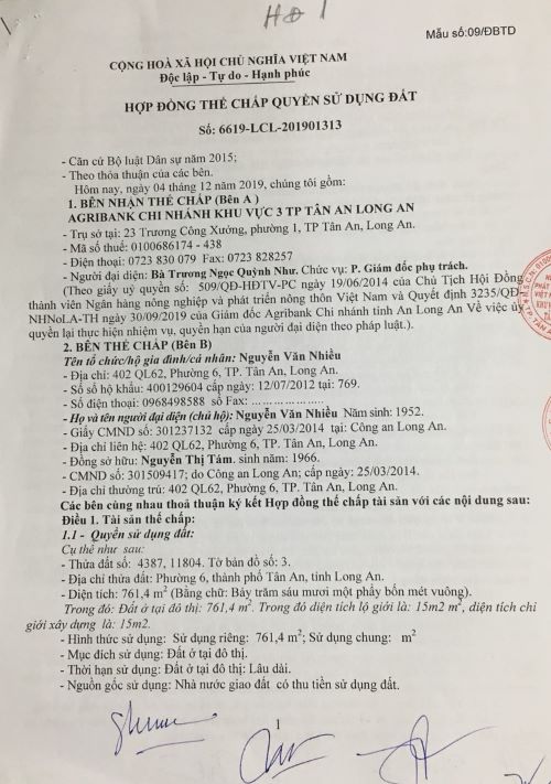 Việc giải quyết hồ sơ đăng ký thế chấp QSDĐ của ông Nguyễn Văn Nhiều và bà Nguyễn Thị Tám ở TP Tân An, tỉnh Long An: Cần thu hồi việc ngăn chặn!     