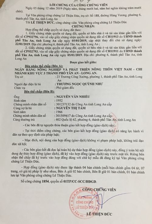 Việc giải quyết hồ sơ đăng ký thế chấp QSDĐ của ông Nguyễn Văn Nhiều và bà Nguyễn Thị Tám ở TP Tân An, tỉnh Long An: Cần thu hồi việc ngăn chặn!     