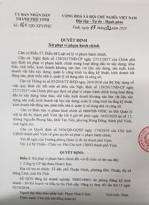 Thi công làm nứt nhà dân, Tập đoàn Hoành Sơn bị xử phạt 25 triệu đồng