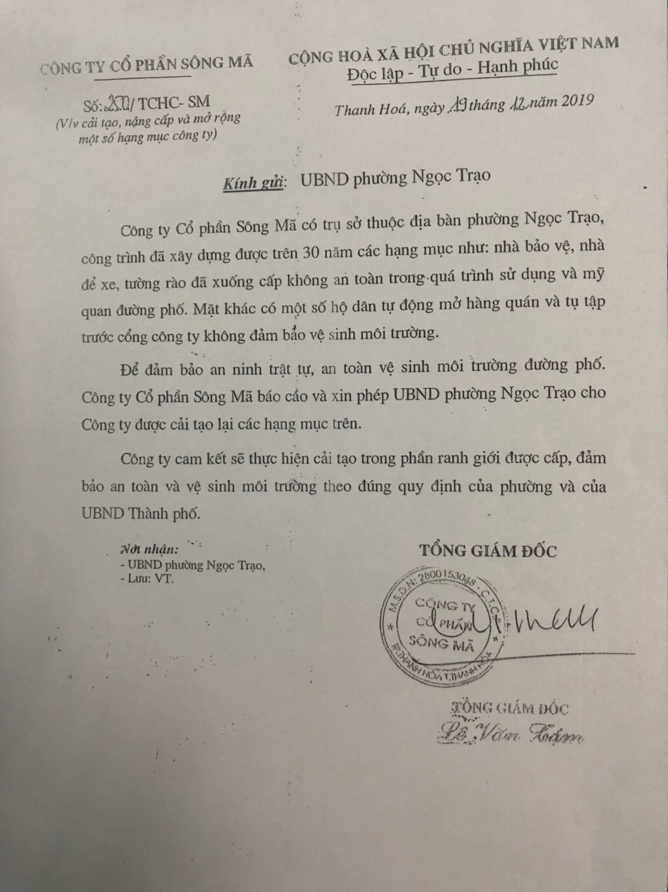 Thanh Hóa: Cần xử lý nghiêm việc Công ty CP Sông Mã xây nhà không phép