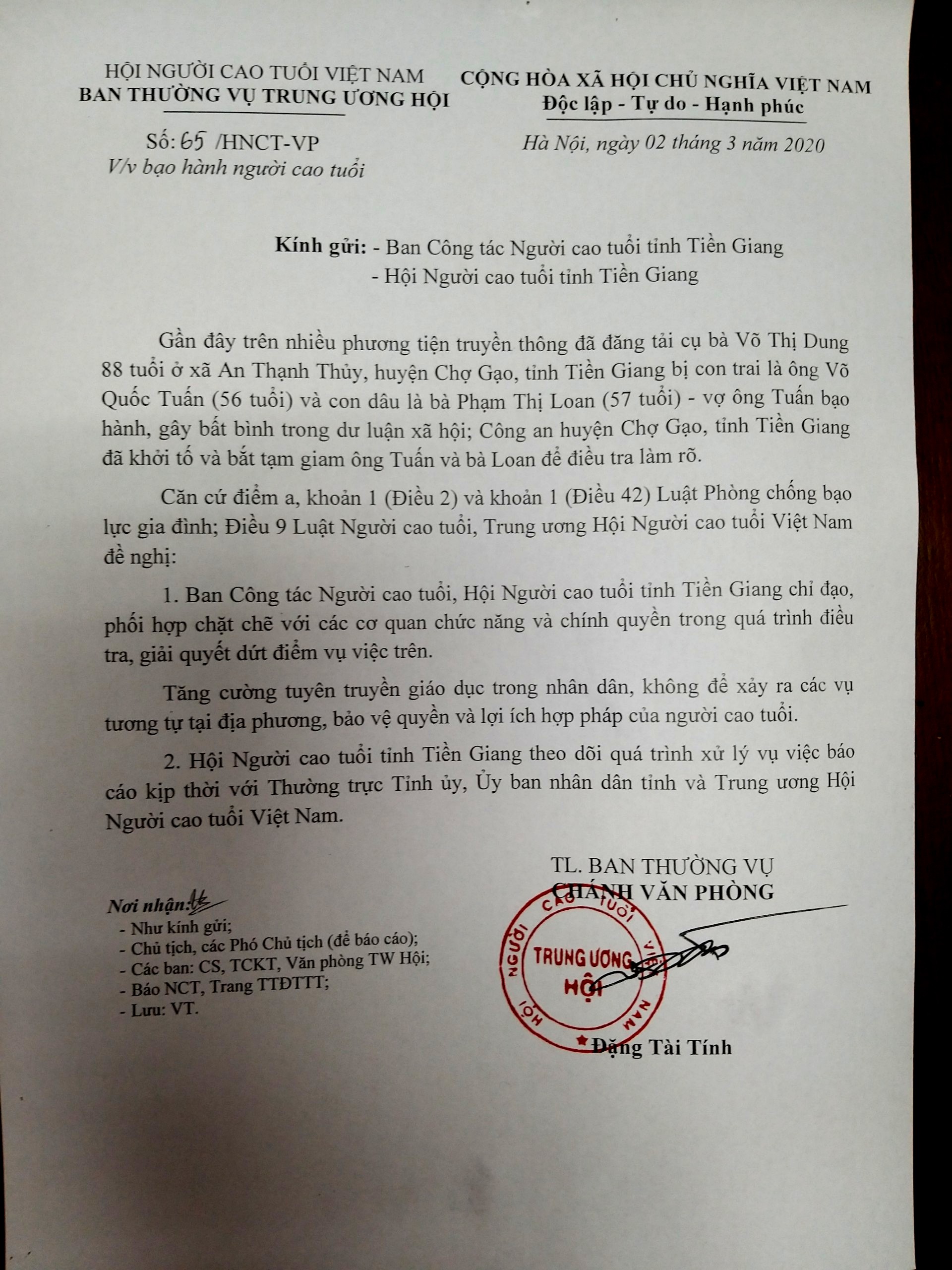 Văn bản của Hội NCT Việt Nam