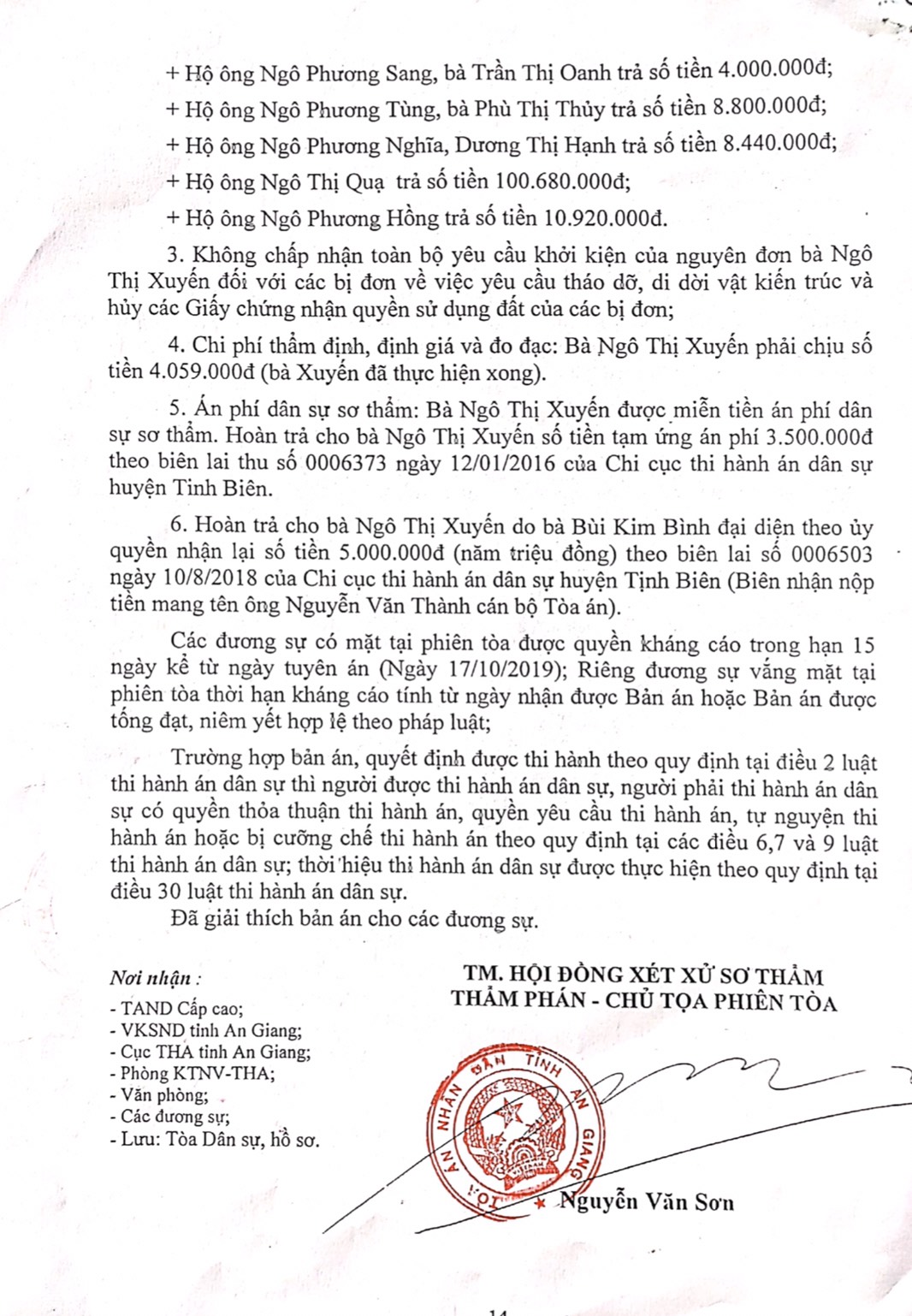 Xét xử tranh chấp QSDĐ ở huyện Tịnh Biên, tỉnh An Giang: Bản án sơ thẩm chưa khách quan