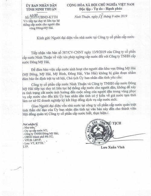 Tỉnh Ninh Thuận: Đơn phương, “vô cớ” tăng giá bán buôn nước sạch bằng giá bán lẻ theo quy định của tỉnh, đẩy doanh nghiệp vào khủng hoảng!