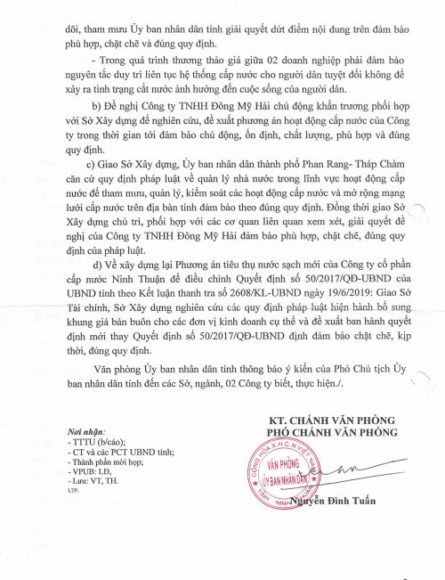 Tỉnh Ninh Thuận: Đơn phương, “vô cớ” tăng giá bán buôn nước sạch bằng giá bán lẻ theo quy định của tỉnh, đẩy doanh nghiệp vào khủng hoảng!