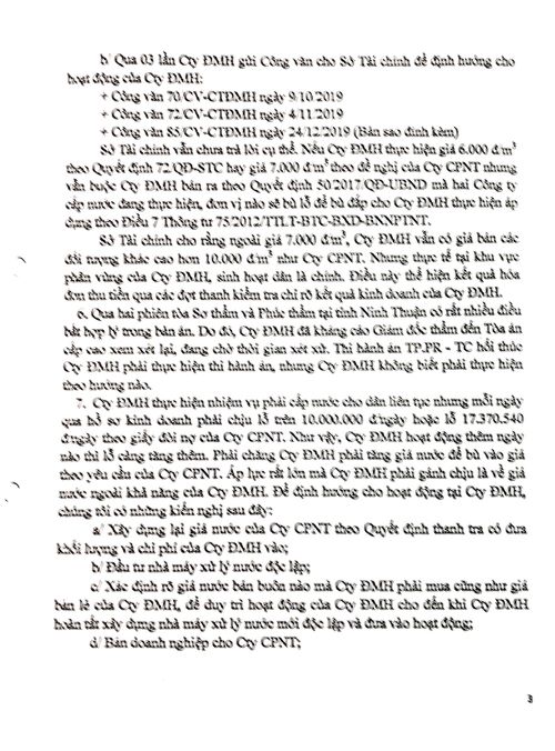 Tỉnh Ninh Thuận: Đơn phương, “vô cớ” tăng giá bán buôn nước sạch bằng giá bán lẻ theo quy định của tỉnh, đẩy doanh nghiệp vào khủng hoảng!
