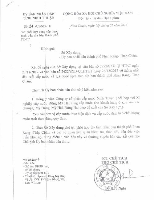Tỉnh Ninh Thuận: Đơn phương, “vô cớ” tăng giá bán buôn nước sạch bằng giá bán lẻ theo quy định của tỉnh, đẩy doanh nghiệp vào khủng hoảng!
