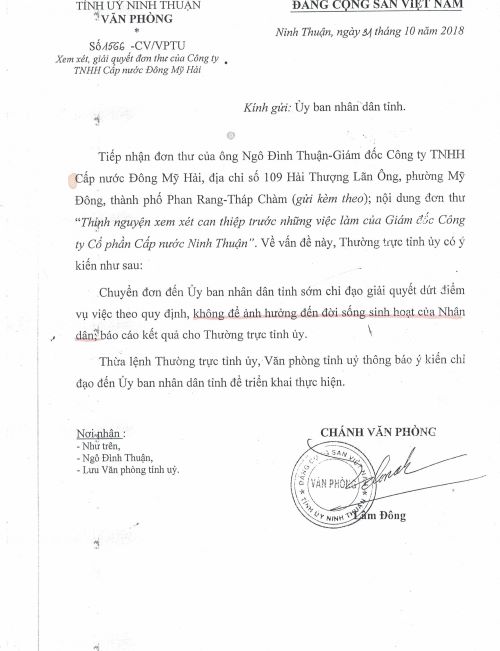 Tỉnh Ninh Thuận: Đơn phương, “vô cớ” tăng giá bán buôn nước sạch bằng giá bán lẻ theo quy định của tỉnh, đẩy doanh nghiệp vào khủng hoảng!