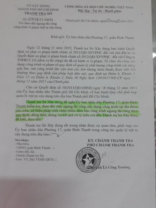TP Hồ Chí Minh: Công trình 27 – 29 Nguyễn Cửu Vân thách thức pháp luật?