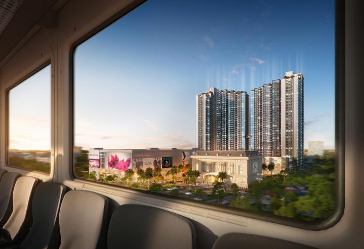 Mipec Rubik360 liền kề tuyến t&agrave;u điện tr&ecirc;n cao Nhổn - Ga H&agrave; Nội