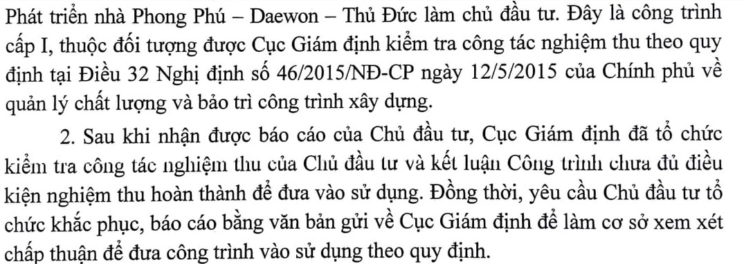 Văn bản của Cục gi&aacute;m định