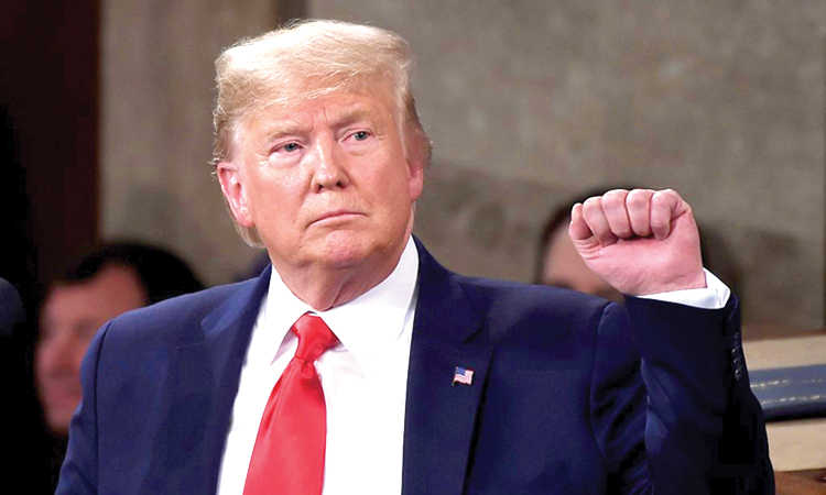 Tổng thống Mỹ Donald Trump trong b&agrave;i ph&aacute;t biểu Th&ocirc;ng điệp Li&ecirc;n bang tại T&ograve;a nh&agrave; Quốc hội ở thủ đ&ocirc; Washington h&ocirc;m 4/2. Ảnh: AFP