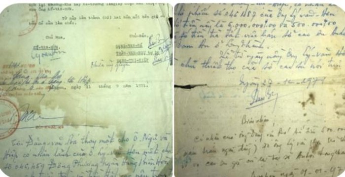 Giấy nhận bạc của &ocirc;ng Đặng Văn B&aacute; thay mặt cho &Ocirc;ng Ngự v&agrave; b&agrave; Hiệp.