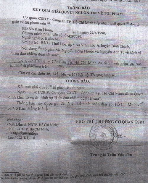 TP Hồ Chí Minh: Đã khởi tố “Lừa đảo chiếm đoạt tại sản”, sao chưa xử lí?