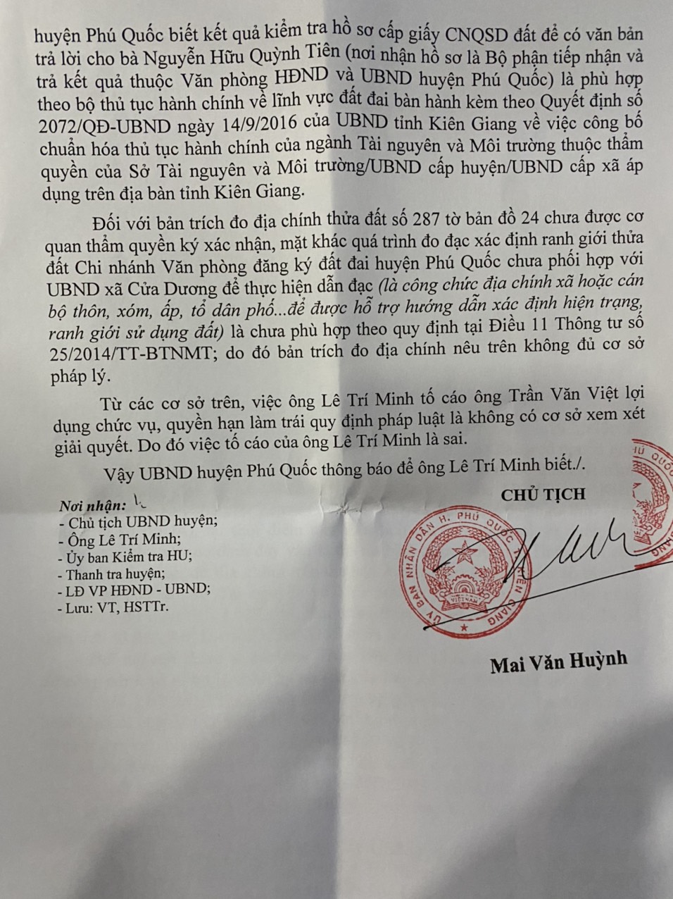 Phó Thủ tướng Thường trực chỉ đạo xử lí nghiêm sai phạm trong quản lý đất đai, trật tự xây dựng ở Phú Quốc