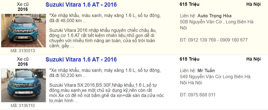 Giá Vitara 2016 đang được rao bán.
