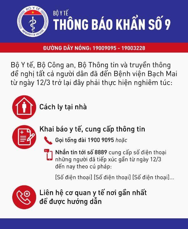 Th&ocirc;ng b&aacute;o khẩn: Những việc cần l&agrave;m với những ai đến Bệnh viện Bạch Mai từ ng&agrave;y 12/3