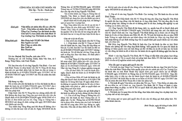 Đơn tố c&aacute;o gửi nhiều cơ quan chức năng của b&agrave; Huỳnh Thị Truyền