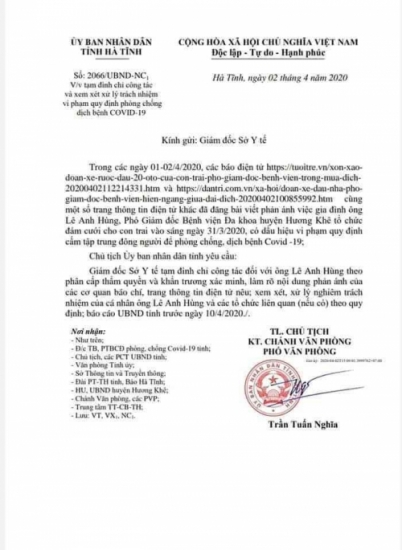 Phó Giám đốc bệnh viện cưới vợ cho con trong mùa dịch bị đình chỉ công tác