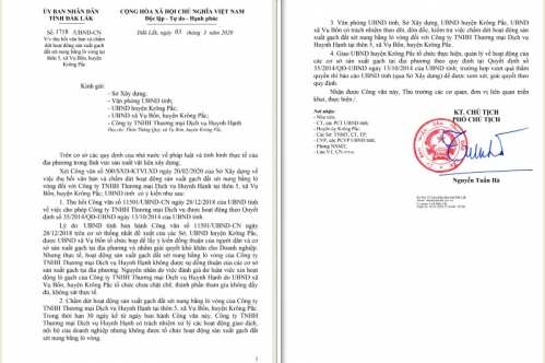 UBDN tỉnh Đắk Lắk chấm dứt hoạt động lò gạch vòng xây dựng trái phép của công ty Huynh Hạnh