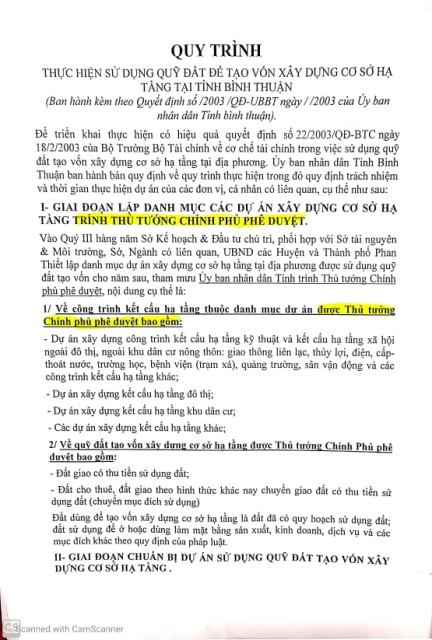 Quy tr&igrave;nh thực hiện sử dụng quỹ đất... ban h&agrave;nh k&egrave;m theo Quyết định số 2003/QĐ-UBND của UBND tỉnh B&igrave;nh Thuận