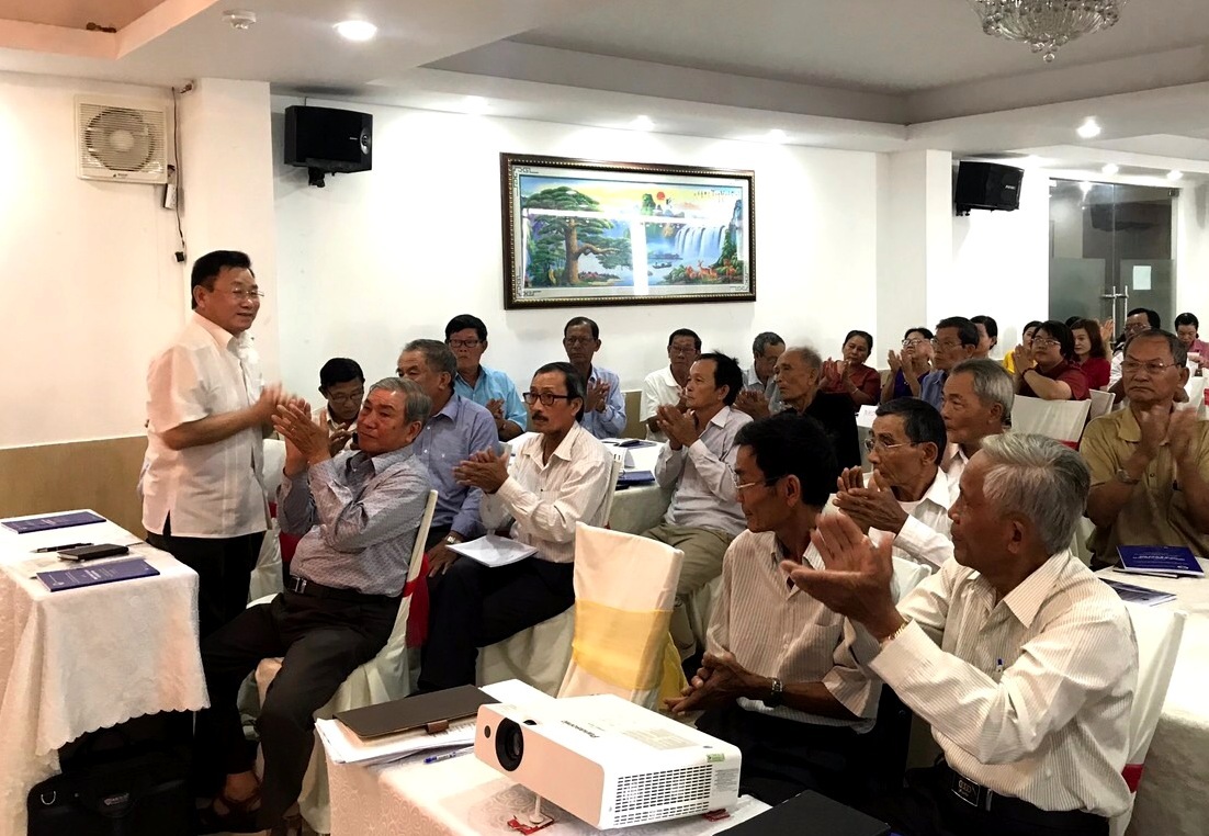 Ph&oacute; Chủ tịch TƯ Hội Ng&ocirc; Trọng Vịnh tham dự lớp tập huấn tại tỉnh B&igrave;nh Thuận. Ảnh IT