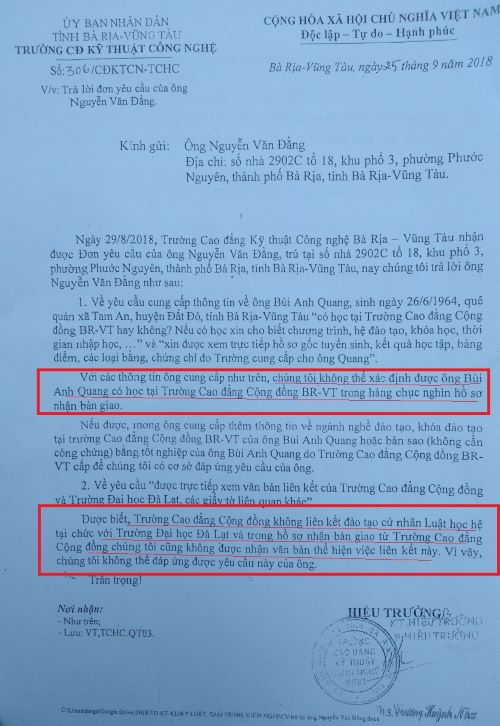 TP Bà Rịa, tỉnh Bà Rịa - Vũng Tàu: Nhiều điểm bất thường từ bằng Đại học của Bí thư Đảng ủy phường Phước Nguyên