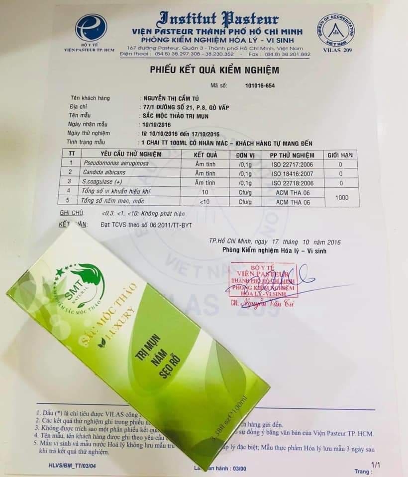 Phiếu kiểm nghiệm từ năm 2016 vẫn được Doanh nghiệp ghi tr&ecirc;n bao b&igrave; sản phẩm