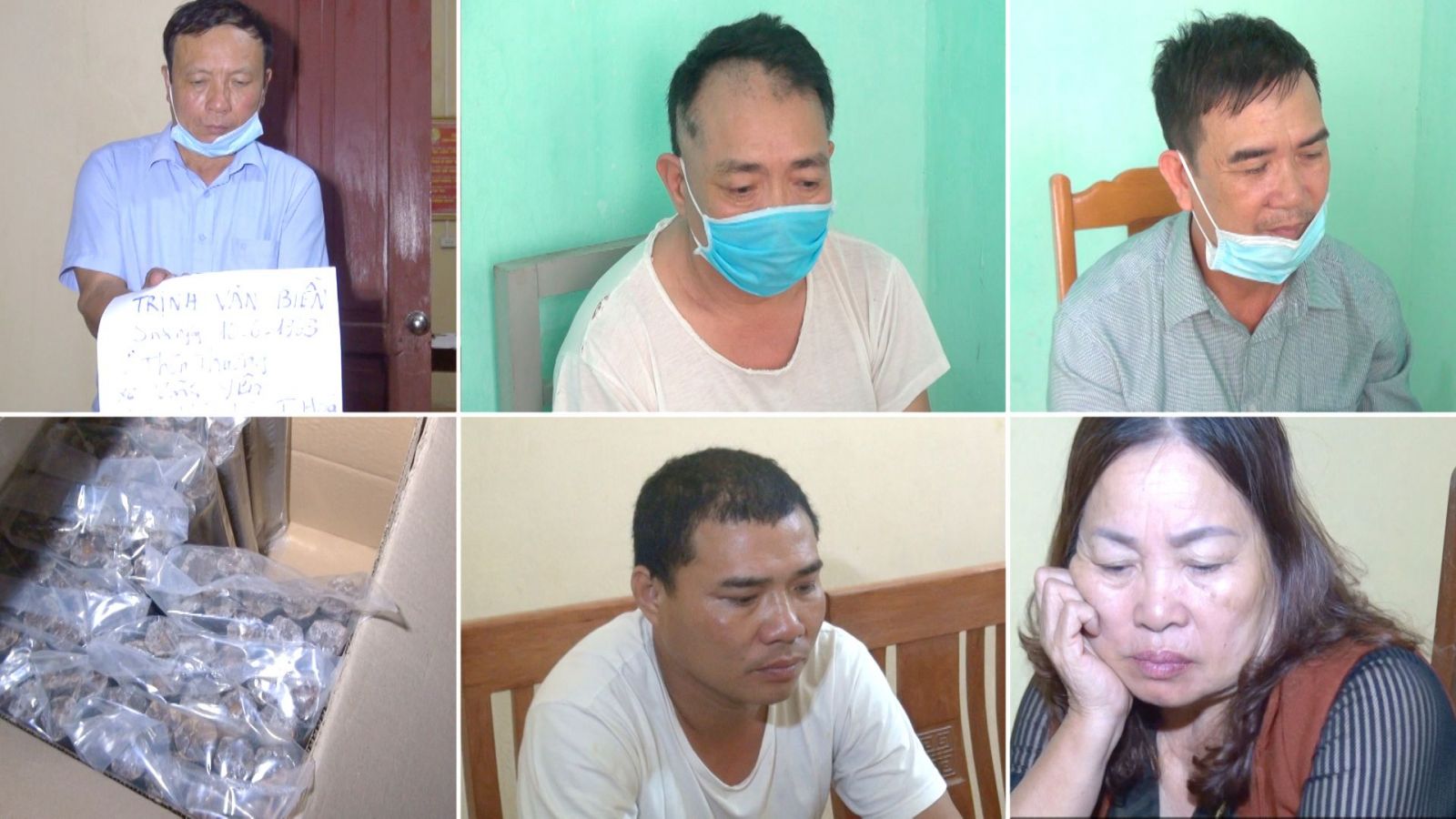 C&aacute;c đối tượng bị bắt trong vụ &aacute;n v&agrave; tang vật