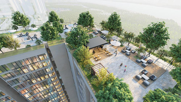 Một kh&ocirc;ng xanh ngập tr&agrave;n sắc xanh, bao quanh bởi Hồ T&acirc;y v&agrave; s&ocirc;ng Hồng kho&aacute;ng đạt biến Sunshine Crystal River chẳng kh&aacute;c n&agrave;o như một khu du lịch nghỉ dưỡng biệt lập