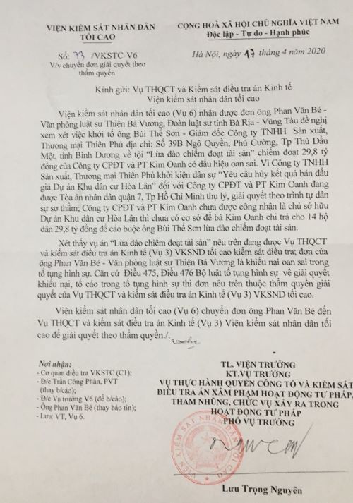 Về vụ án ông Bùi Thế Sơn “Lừa đảo chiếm đoạt tài sản” 29,8 tỷ đồng ở tỉnh Bình Dương: Có nhiều dấu hiệu làm trái!   