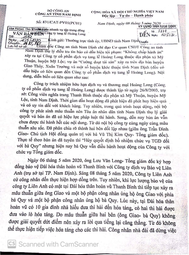 Vụ công nhân đình công ở Công viên nghĩa trang Thanh Bình: Công an tỉnh Nam Định chỉ đạo điều tra dấu hiệu tội “không thi hành án”