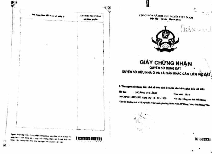 Sổ đỏ thửa đ&aacute;t 428 đường Nguyễn Văn Linh mang t&ecirc;n cụ Ho&agrave;ng Thị Ảng