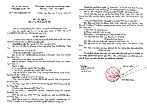Tỉnh Bà Rịa - Vũng Tàu:  Cần giải quyết quyền lợi hợp pháp cho gia đình bà Nguyễn Thị Hòe