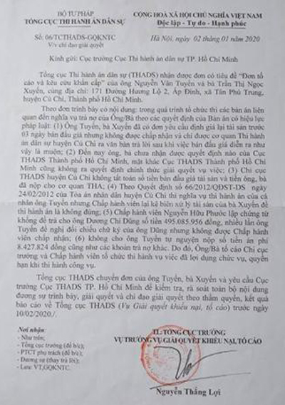 Văn bản số 06 ng&agrave;y 2/1/2020 của Tổng cục THADS.