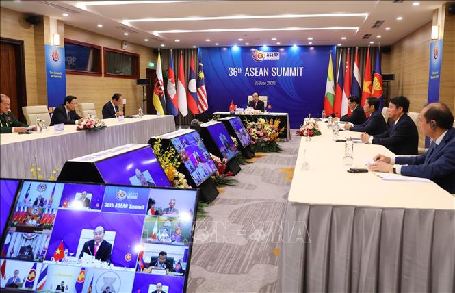 Quang cảnh Phi&ecirc;n to&agrave;n thể Hội nghị Cấp cao ASEAN lần thứ 36, tại Trung t&acirc;m Hội nghị Quốc tế (H&agrave; Nội). Ảnh: Thống Nhất/TTXVN