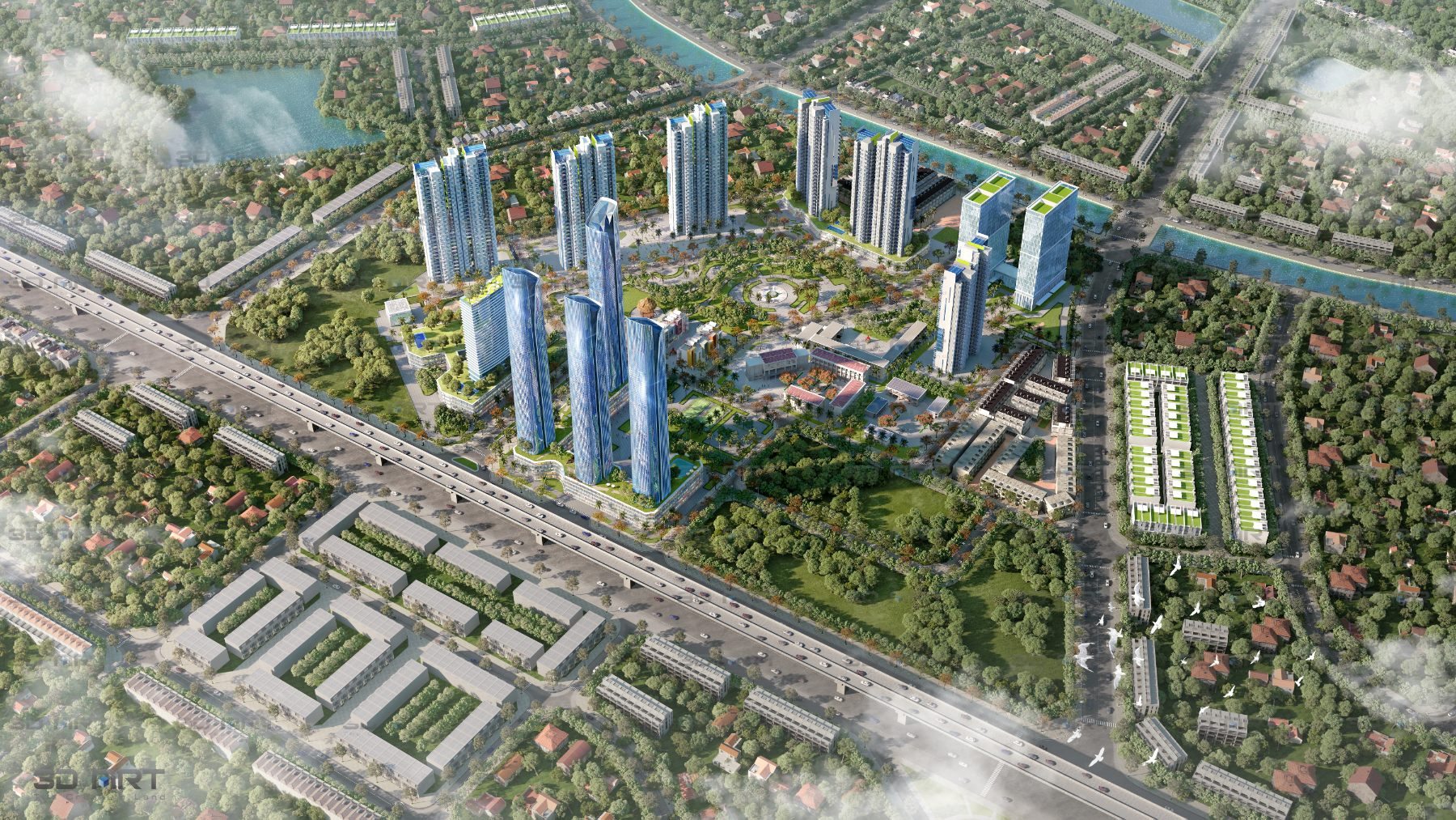 Phối cảnh &yacute; tưởng thiết kế dự &aacute;n Quy hoạch cải tạo, x&acirc;y dựng lại khu tập thể Kim Giang
