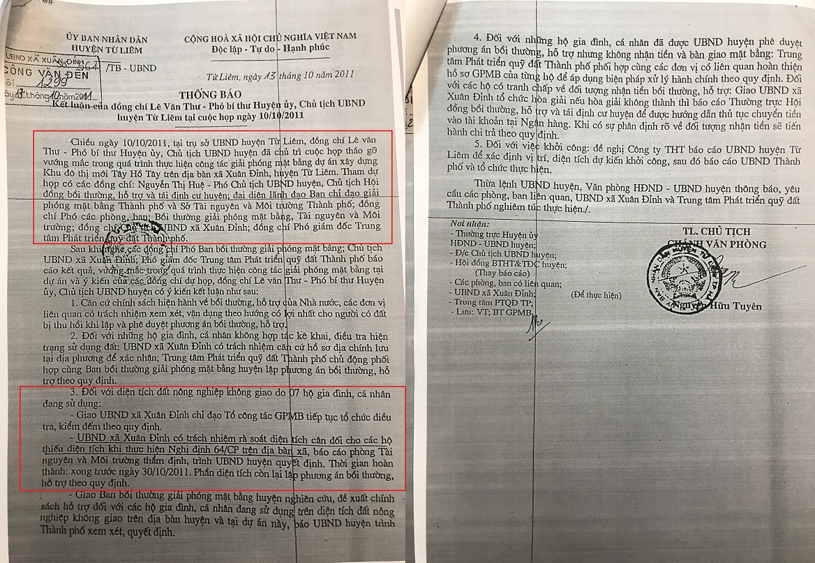 Th&ocirc;ng b&aacute;o kết luận buổi l&agrave;m việc ng&agrave;y 10/10/2011 của &ocirc;ng L&ecirc; Văn Thư