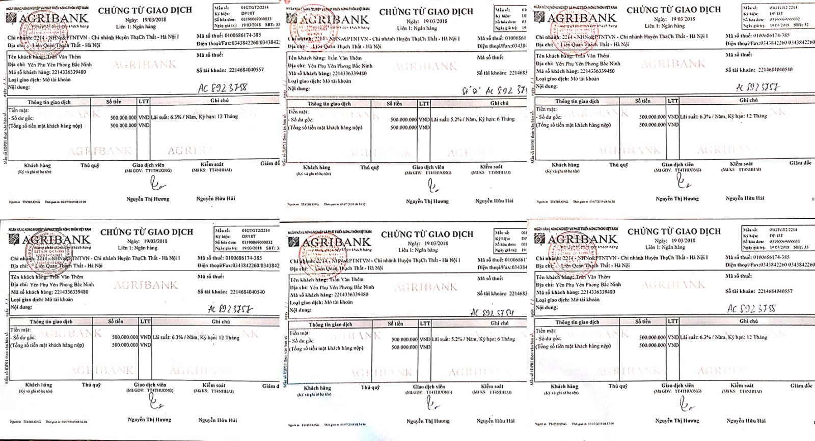 S&aacute;u sổ tiết kiệm trị gi&aacute; 3 tỉ đồng đều mang t&ecirc;n cụ Trần Văn Th&ecirc;m