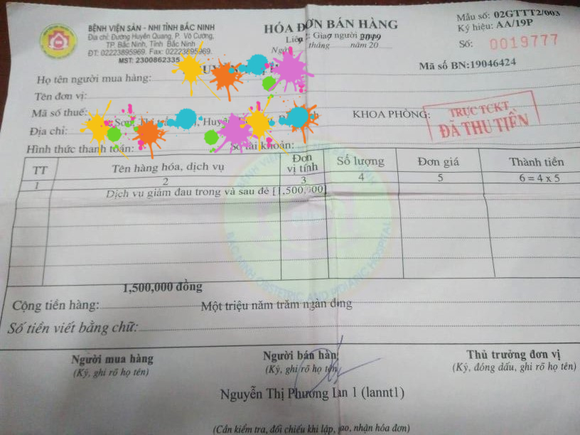 H&oacute;a đơn thu tiền kh&ocirc;ng ghi r&otilde; t&ecirc;n thuốc (Ảnh: GĐBN)