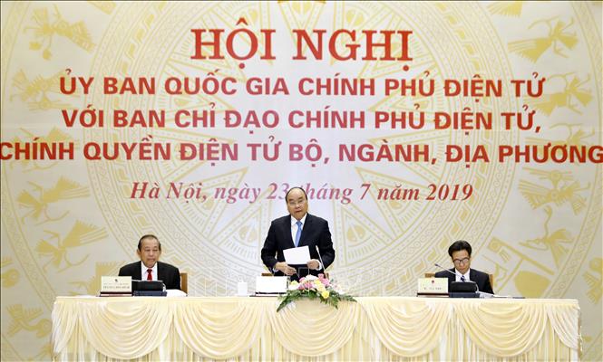 Thủ tướng Nguyễn Xu&acirc;n Ph&uacute;c, Chủ tịch Uỷ ban Quốc gia Ch&iacute;nh phủ điện tử ph&aacute;t biểu. Ảnh: Thống Nhất/TTXVN
