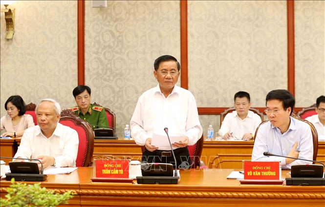 Đồng ch&iacute; Trần Cẩm T&uacute;, B&iacute; thư Trung ương Đảng, Chủ nhiệm Ủy ban Kiểm tra Trung ương, th&agrave;nh vi&ecirc;n Ban Chỉ đạo Trung ương về ph&ograve;ng, chống tham nhũng ph&aacute;t biểu tại phi&ecirc;n họp. Ảnh: Phương Hoa/TTXVN