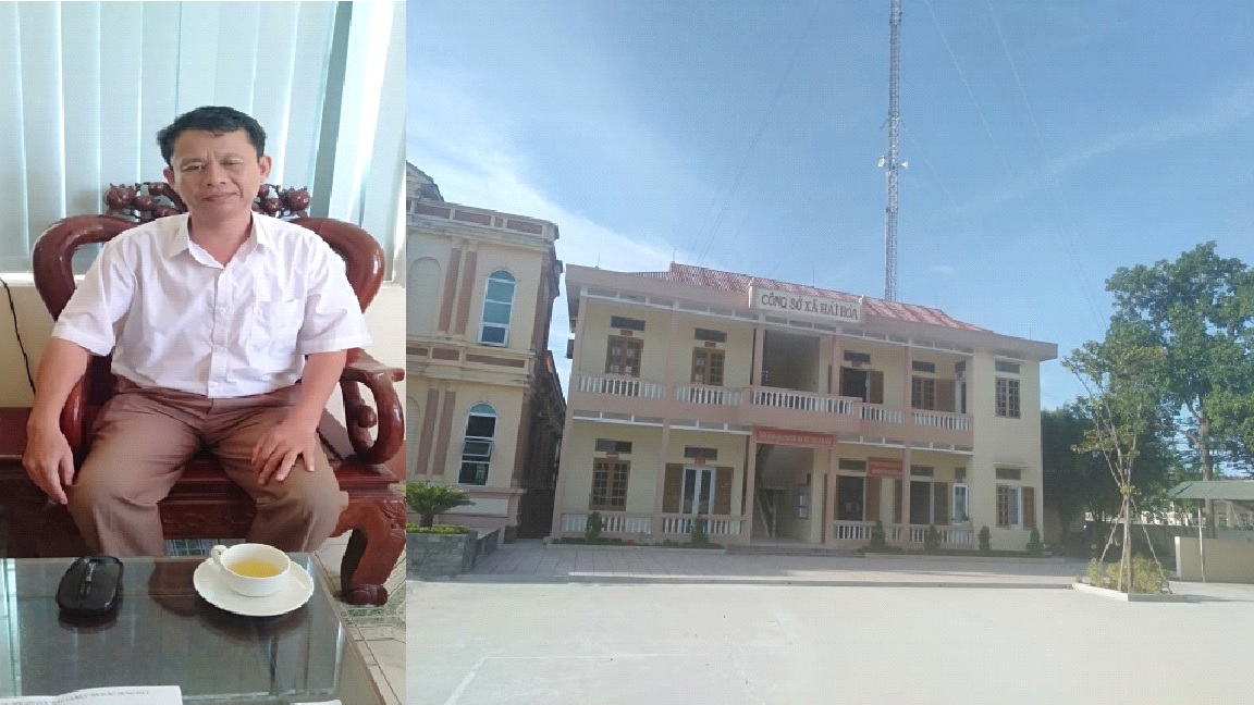 C&ocirc;ng sở xã Hải Hòa và &ocirc;ng Phạm Văn Quy&ecirc;́t, Phó Chủ tịch, phụ trách đi&ecirc;̀u hành UBND xã Hải Hòa