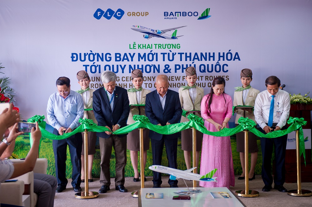 S&aacute;ng ng&agrave;y 01/07, tại Cảng h&agrave;ng kh&ocirc;ng Thọ Xu&acirc;n, tỉnh Thanh H&oacute;a, Bamboo Airways đ&atilde; khai trương 2 đường bay mới kết nối Thanh H&oacute;a &ndash; Quy Nhơn v&agrave; Thanh H&oacute;a &ndash; Ph&uacute; Quốc.
