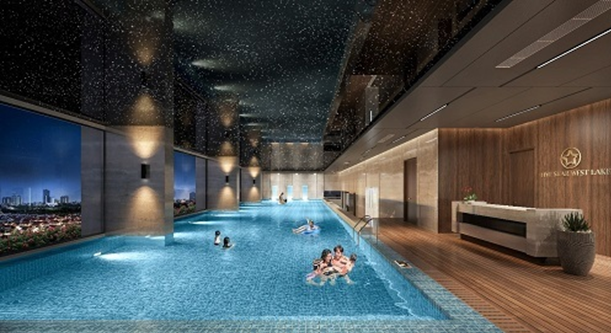 Bể bơi nước mặn 4 m&ugrave;a b&ecirc;n trong dự &aacute;n.